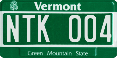VT license plate NTK004