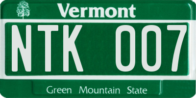 VT license plate NTK007