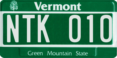 VT license plate NTK010