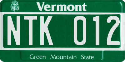 VT license plate NTK012