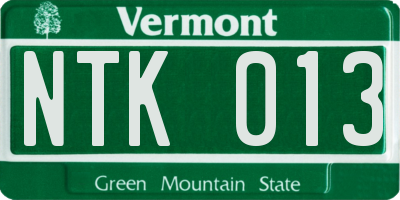 VT license plate NTK013