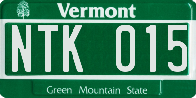 VT license plate NTK015
