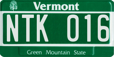 VT license plate NTK016