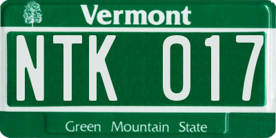 VT license plate NTK017