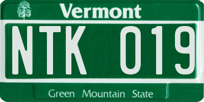 VT license plate NTK019