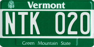 VT license plate NTK020