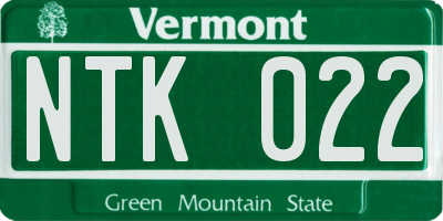 VT license plate NTK022