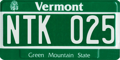 VT license plate NTK025
