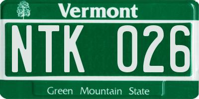VT license plate NTK026