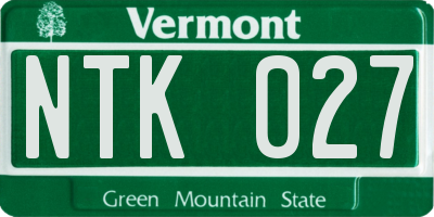VT license plate NTK027