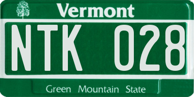 VT license plate NTK028