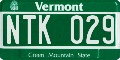 VT license plate NTK029