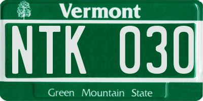 VT license plate NTK030