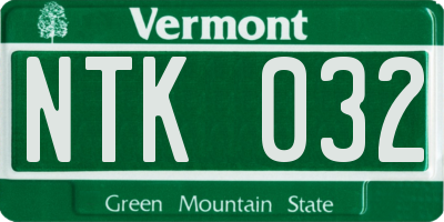 VT license plate NTK032