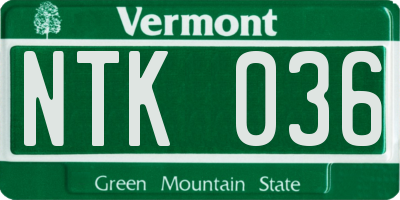 VT license plate NTK036