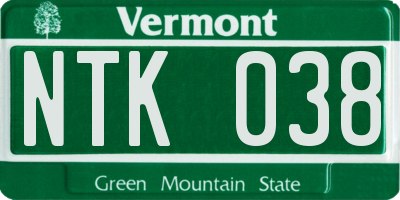 VT license plate NTK038
