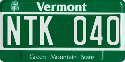 VT license plate NTK040