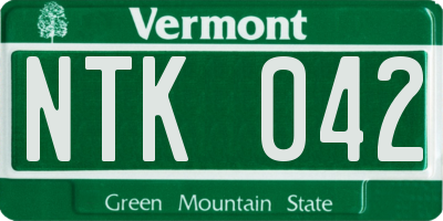VT license plate NTK042