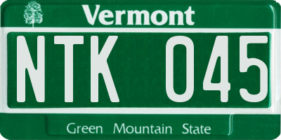 VT license plate NTK045