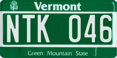 VT license plate NTK046