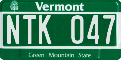 VT license plate NTK047