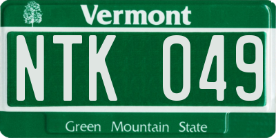 VT license plate NTK049