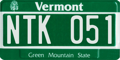 VT license plate NTK051