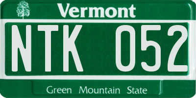 VT license plate NTK052