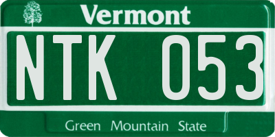 VT license plate NTK053