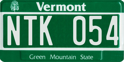 VT license plate NTK054