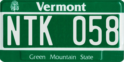 VT license plate NTK058