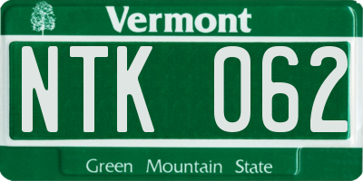 VT license plate NTK062