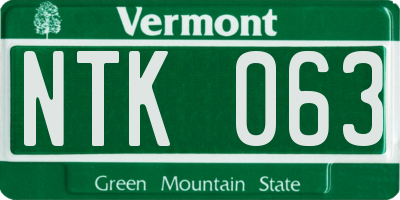 VT license plate NTK063