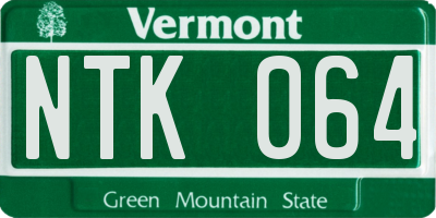 VT license plate NTK064