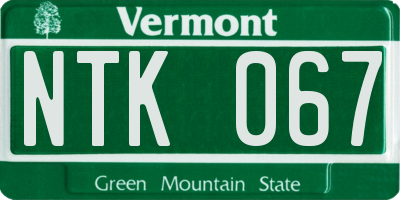 VT license plate NTK067