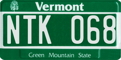 VT license plate NTK068