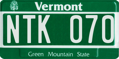 VT license plate NTK070