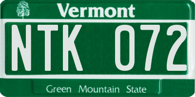 VT license plate NTK072