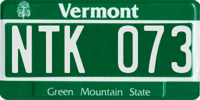 VT license plate NTK073