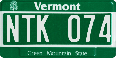 VT license plate NTK074