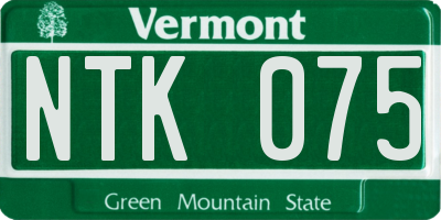 VT license plate NTK075