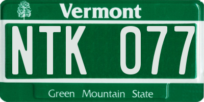 VT license plate NTK077
