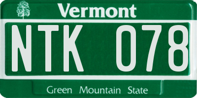 VT license plate NTK078