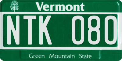 VT license plate NTK080