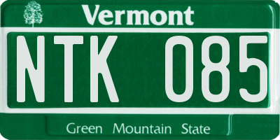 VT license plate NTK085