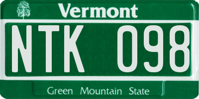 VT license plate NTK098