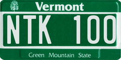 VT license plate NTK100