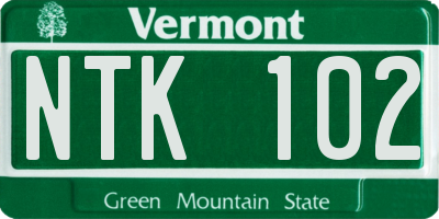 VT license plate NTK102