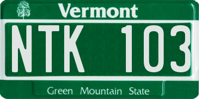 VT license plate NTK103