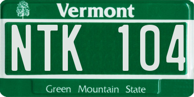 VT license plate NTK104